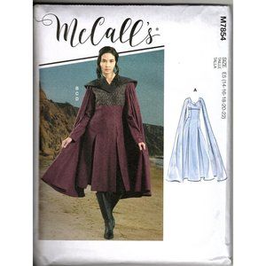McCalls M7854 Misses 14 to 22 Medieval Costume Dress Cloak Uncut Sewing Pattern